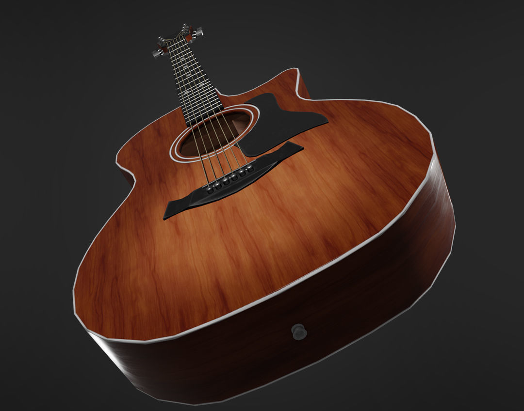 Clean Acoustic Guitar Low-poly 3D model_3