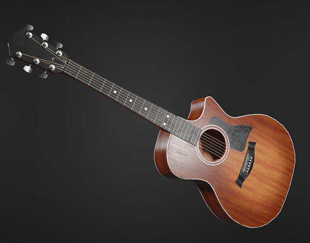 Clean Acoustic Guitar Low-poly 3D model