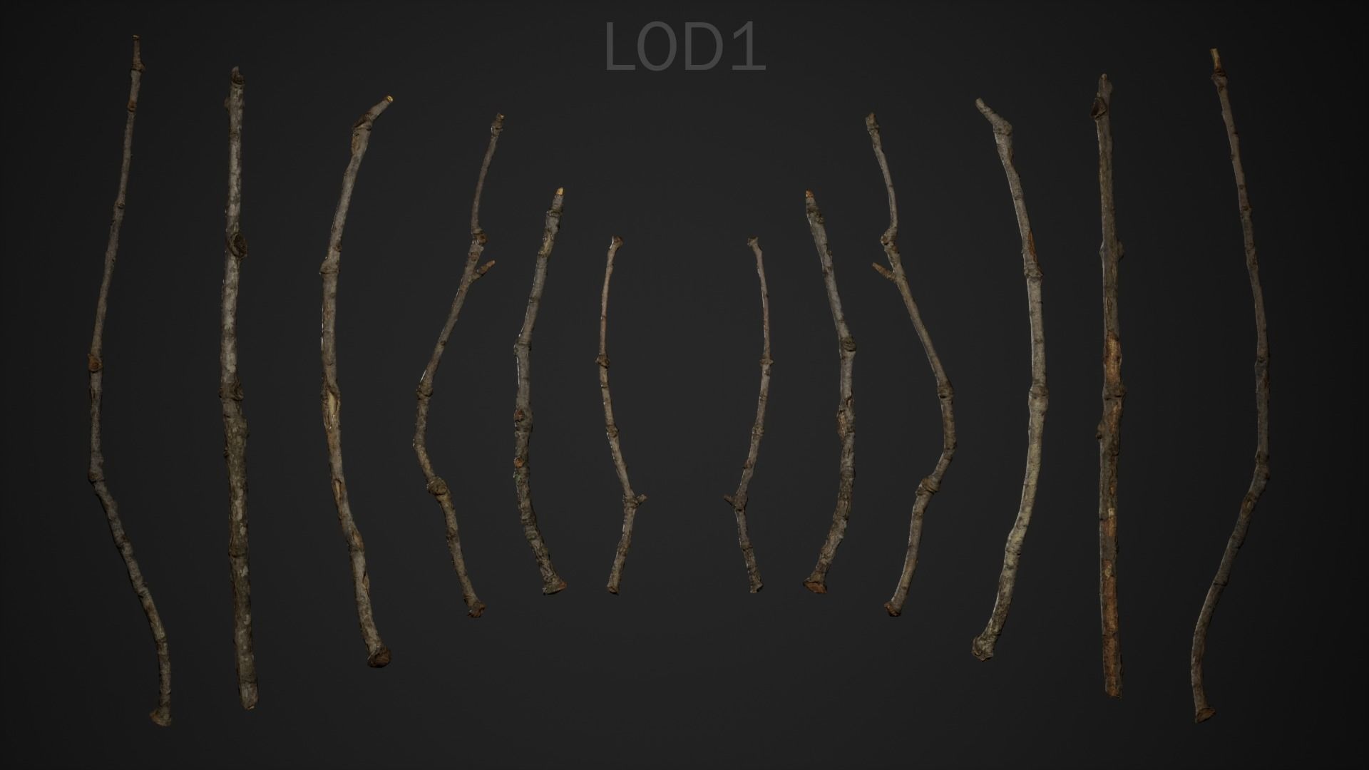 Oak Branches 4K Photoscanned Low-poly 3D model_3