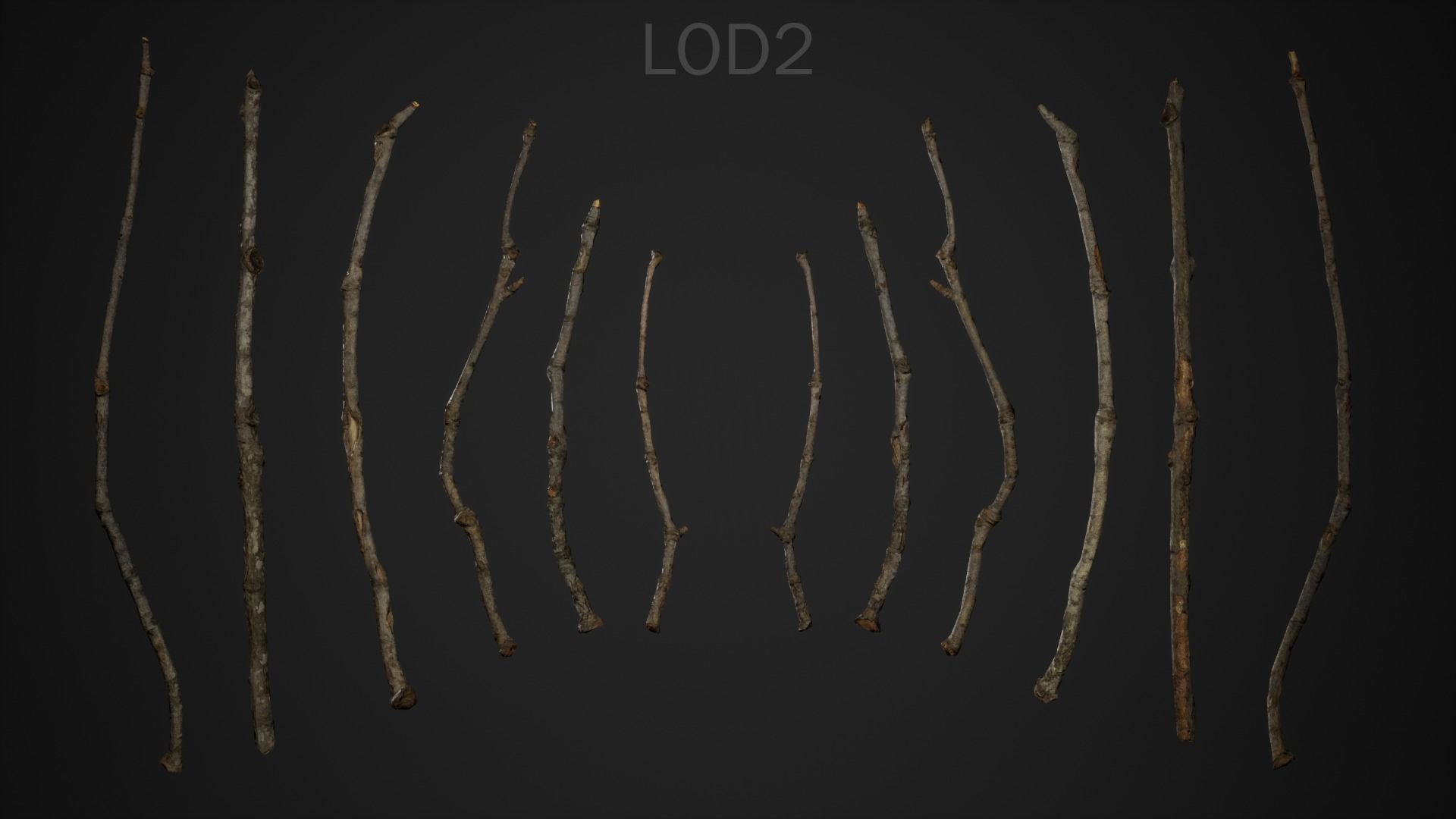 Oak Branches 4K Photoscanned Low-poly 3D model_4