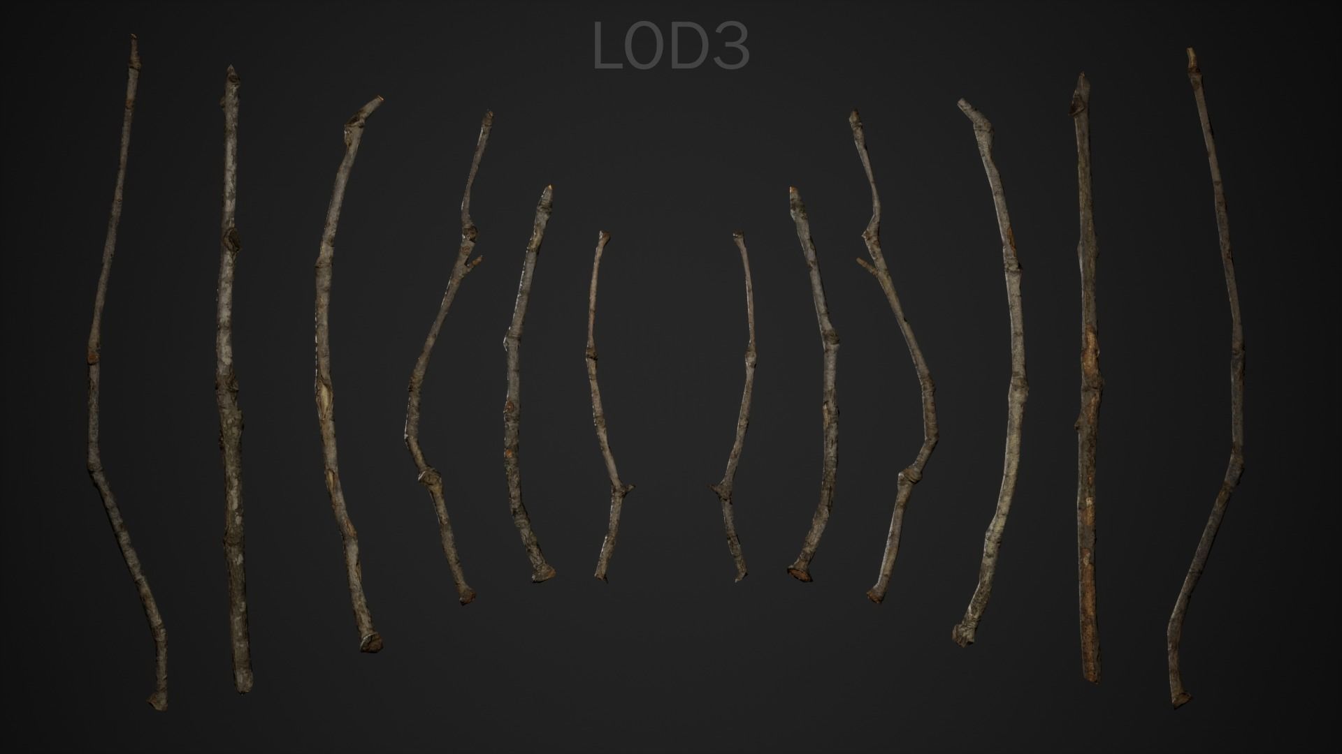 Oak Branches 4K Photoscanned Low-poly 3D model_5