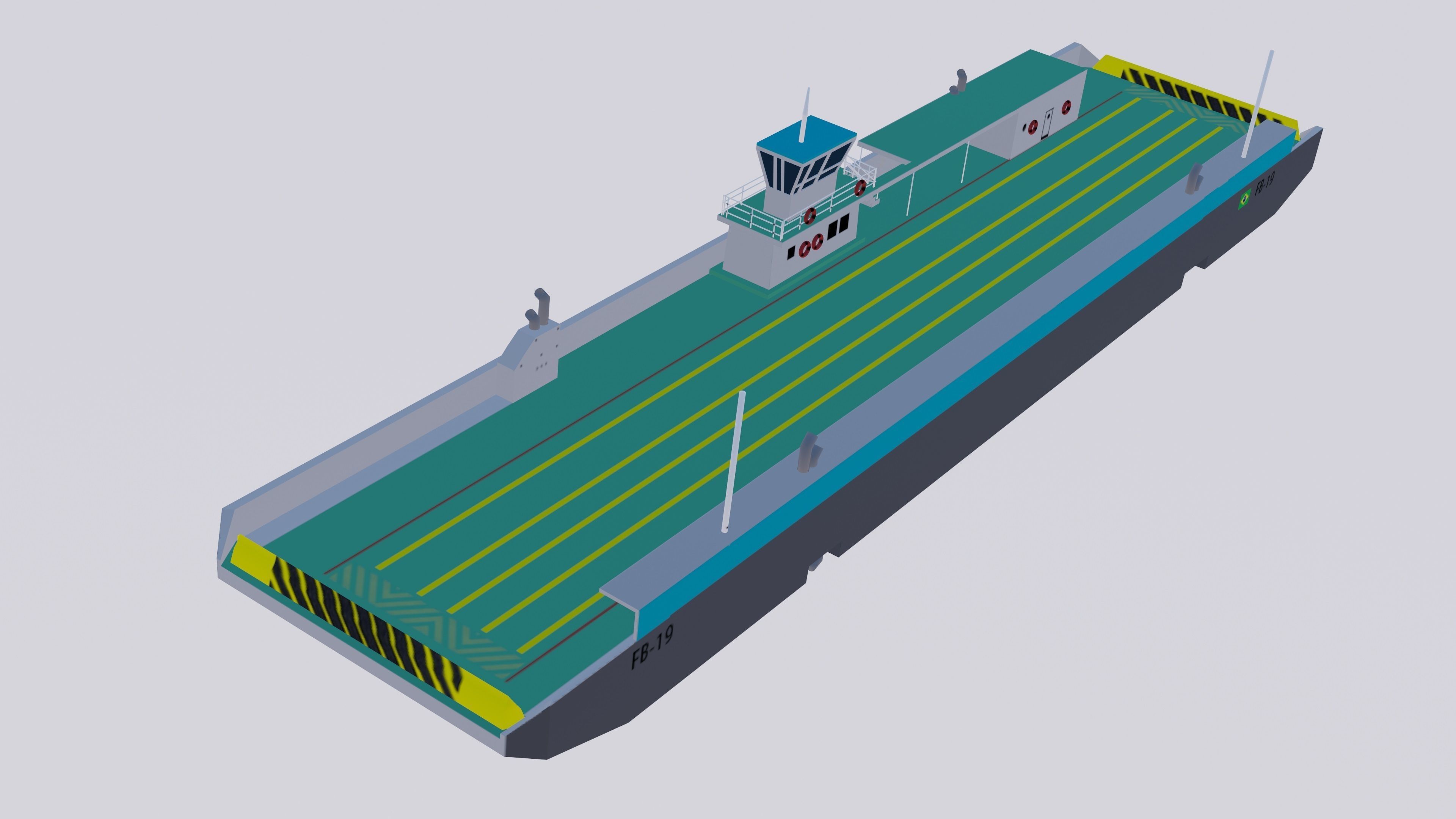 Balsa Ferry Santos Brazil Low-poly 3D model_2