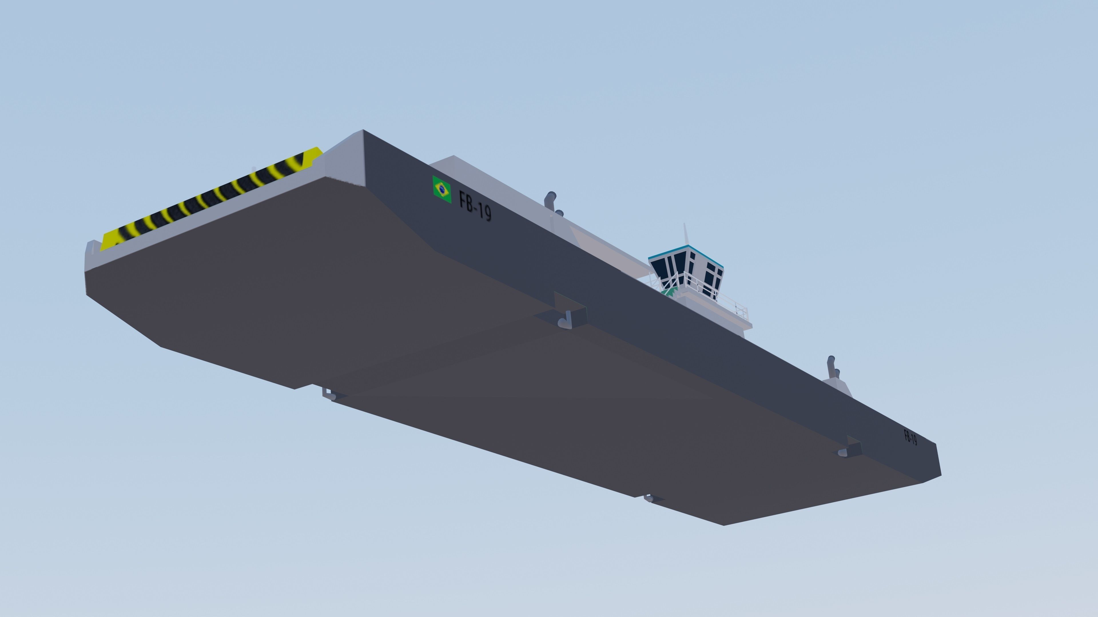 Balsa Ferry Santos Brazil Low-poly 3D model_7