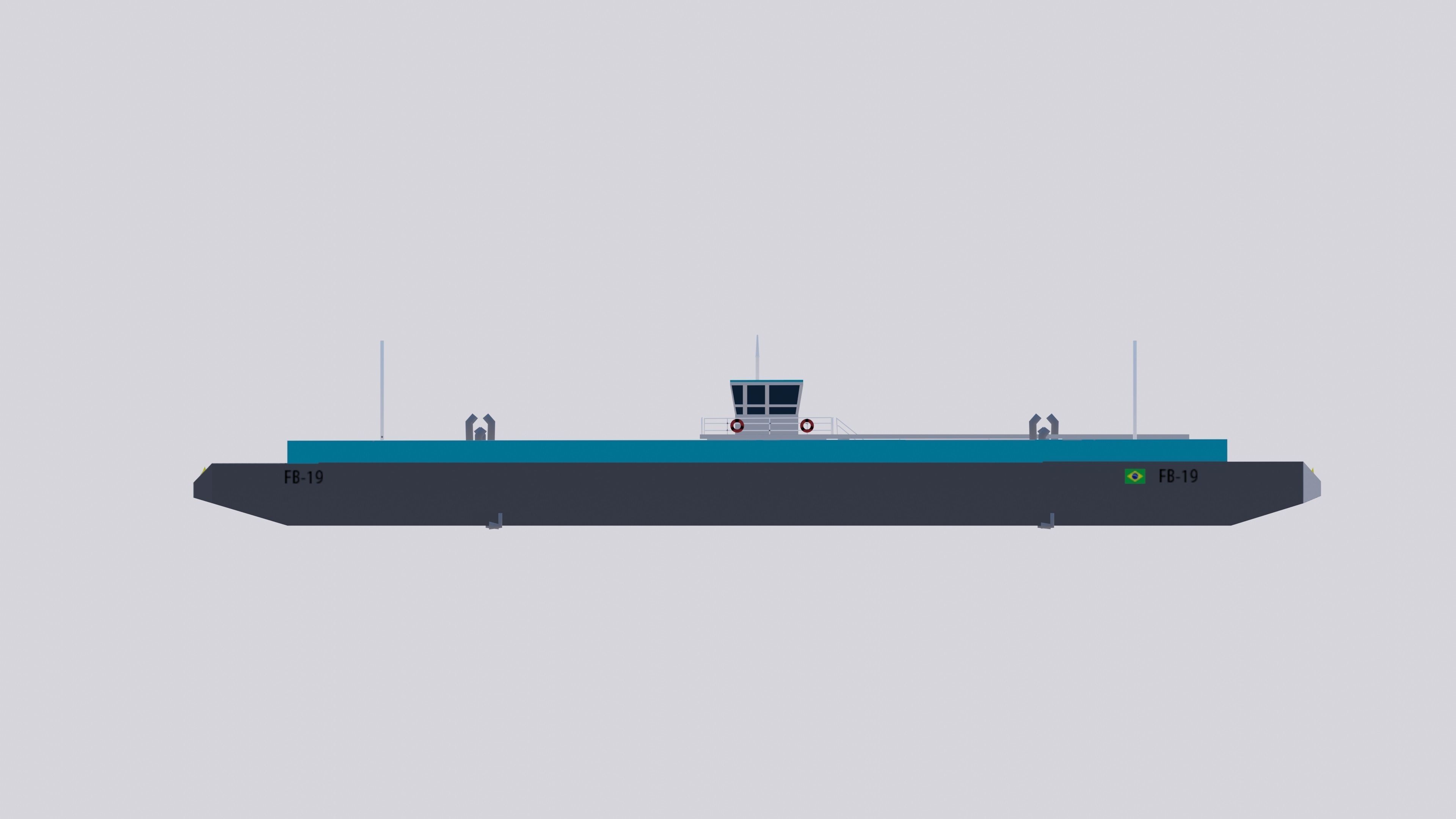 Balsa Ferry Santos Brazil Low-poly 3D model_10