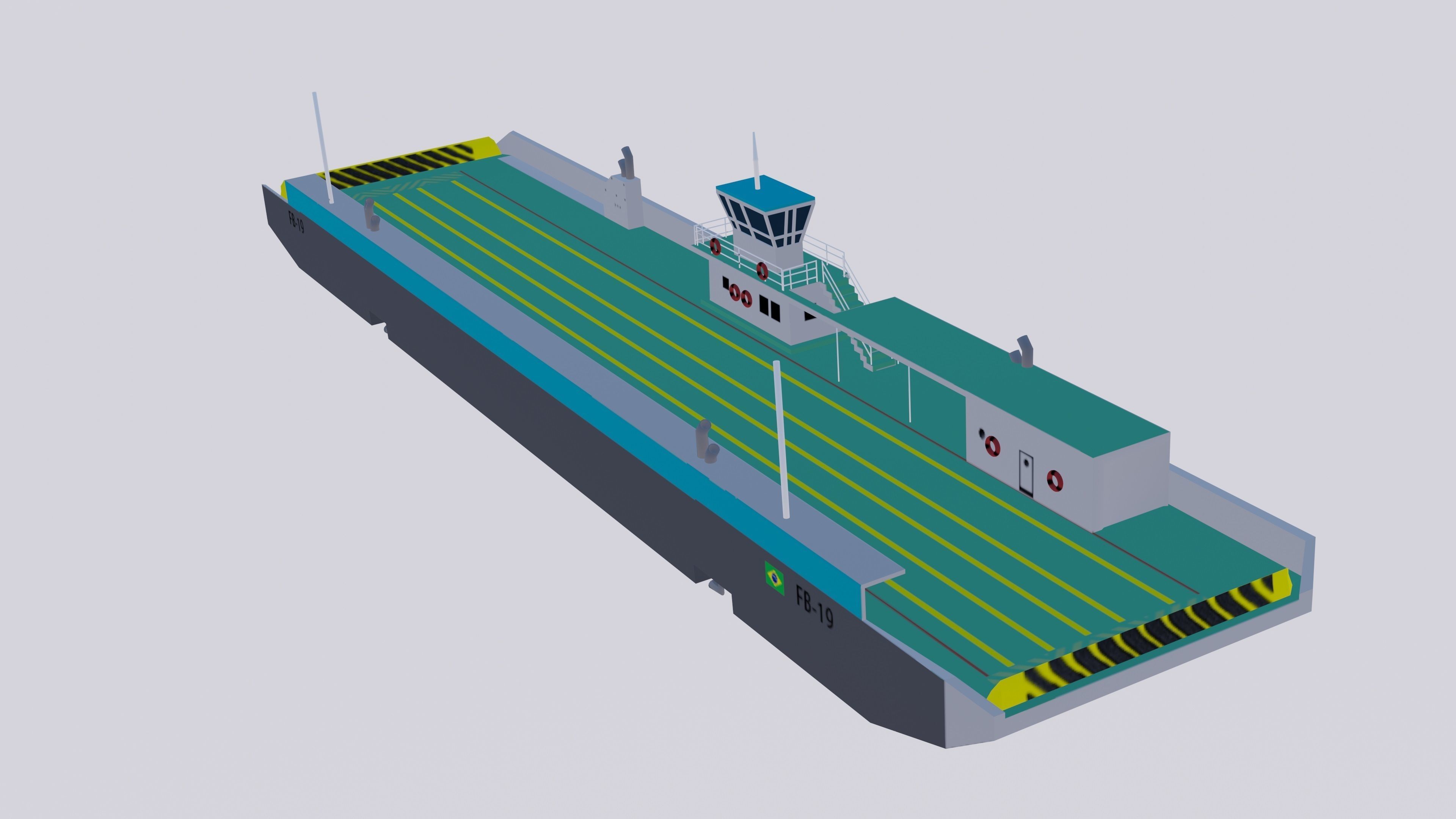 Balsa Ferry Santos Brazil Low-poly 3D model_1