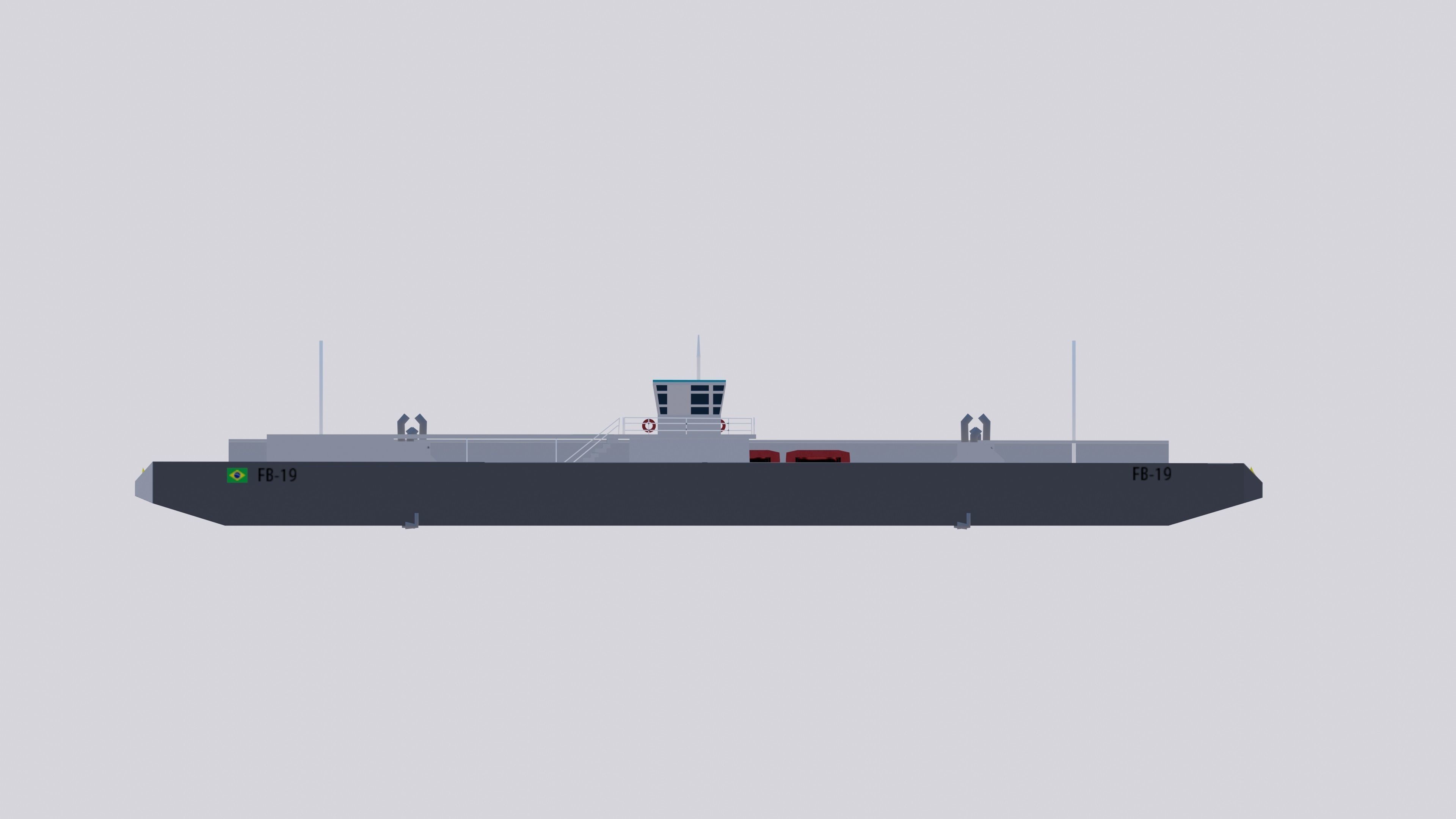 Balsa Ferry Santos Brazil Low-poly 3D model_11
