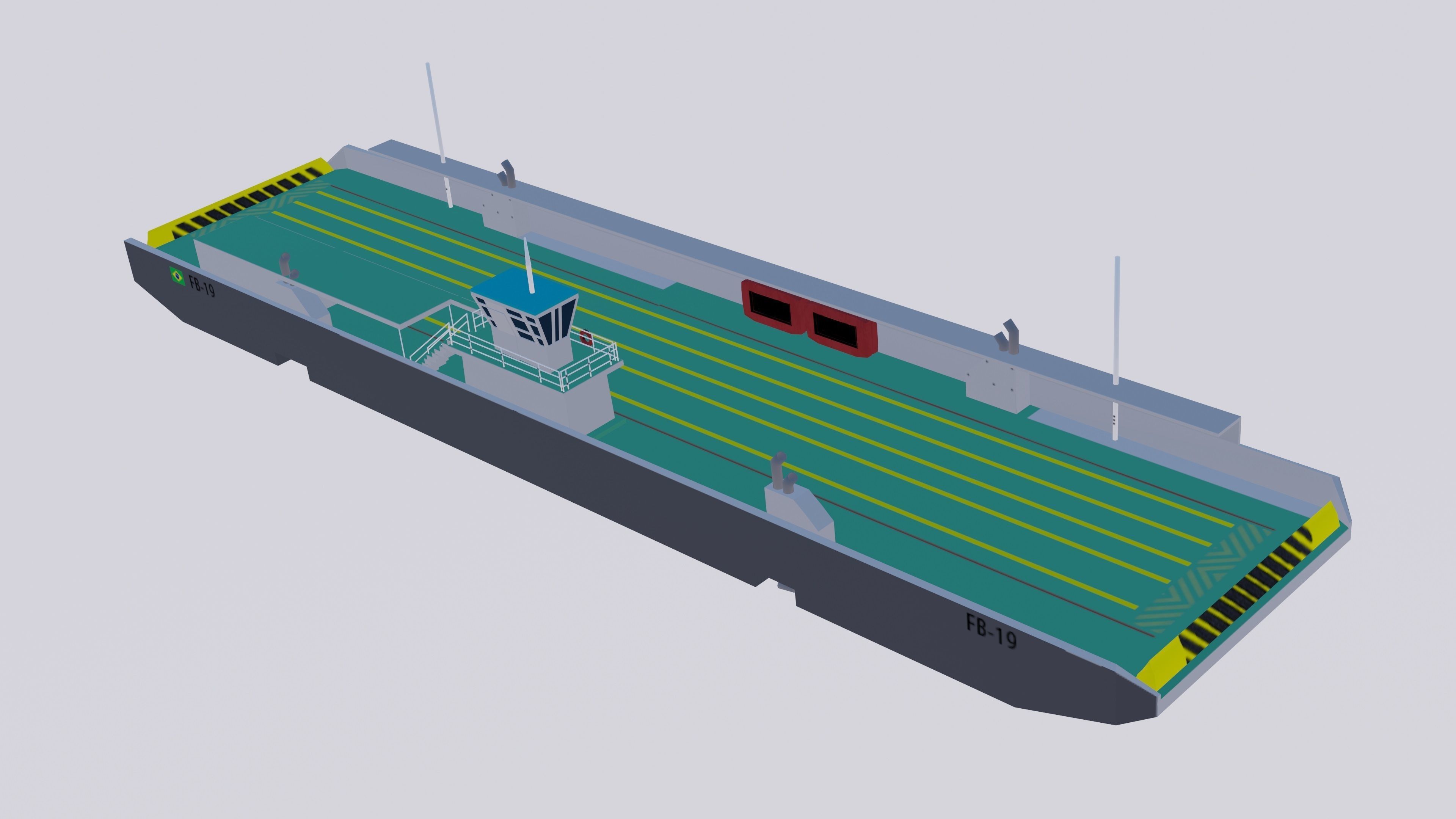 Balsa Ferry Santos Brazil Low-poly 3D model_3