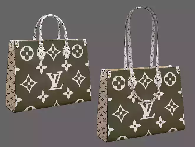Louis Vuitton Bag Onthego Giant Monogram Khaki White Low-poly 3D model