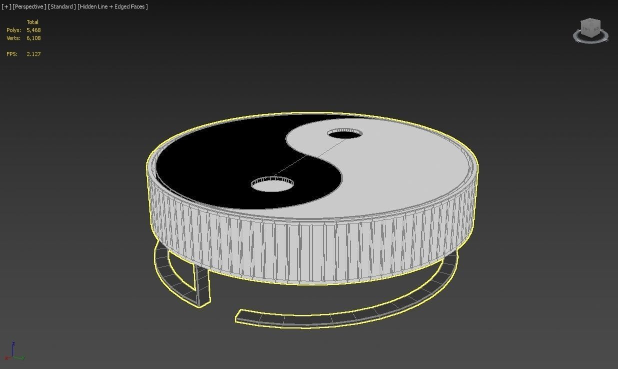 Coffee table  ying yang 3D model_4