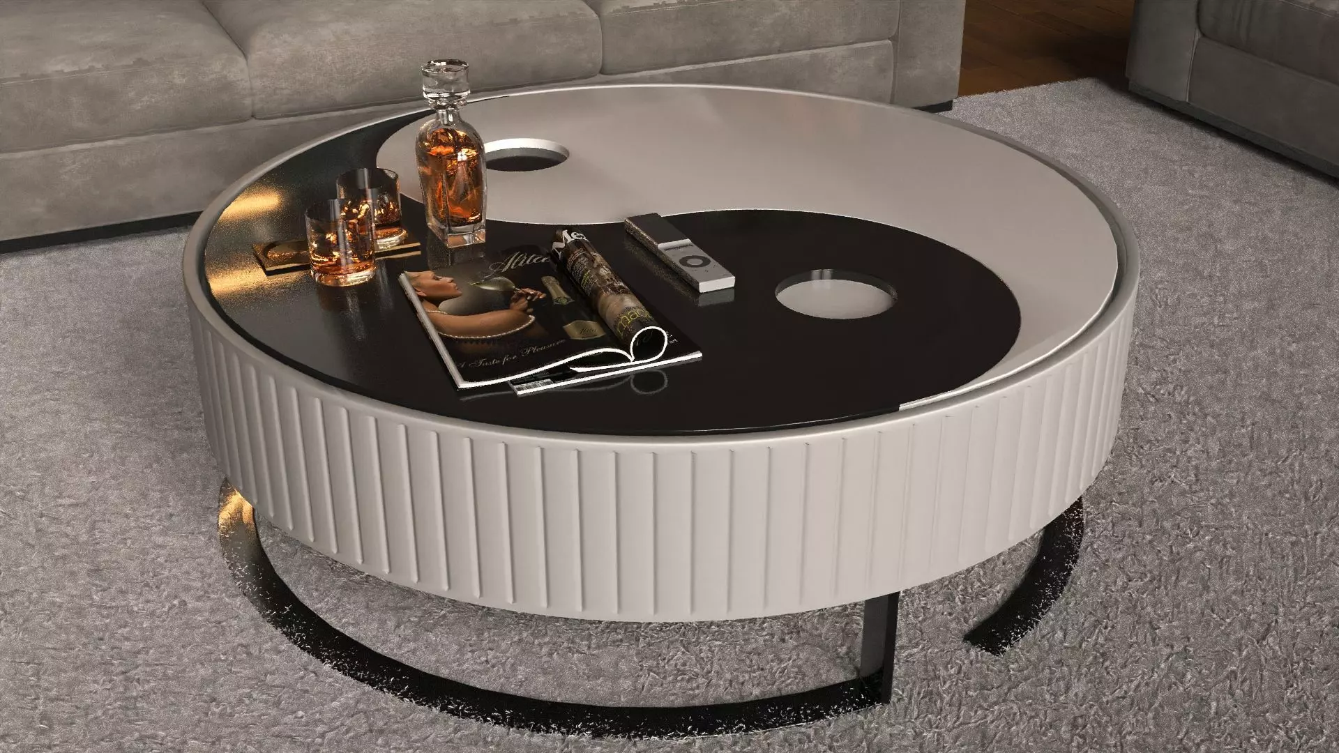 Coffee table  ying yang 3D model_0