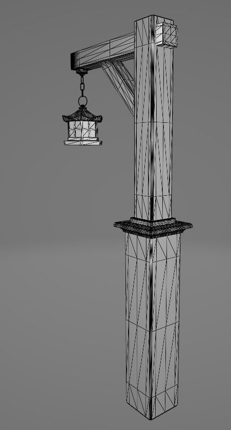 Cultural Light Post Japanese 3D model_3