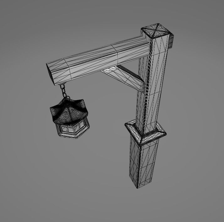 Cultural Light Post Japanese 3D model_2