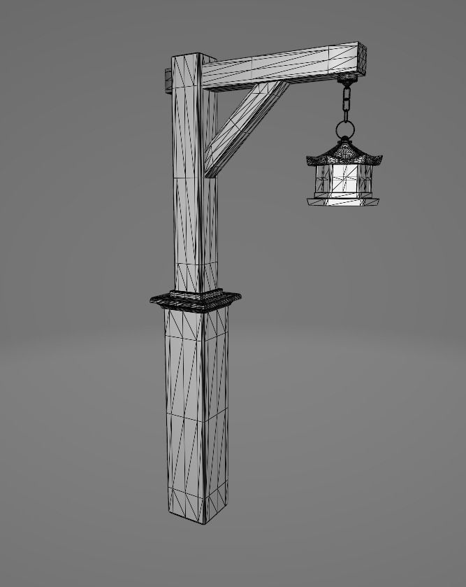 Cultural Light Post Japanese 3D model_9