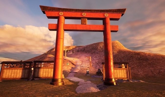 Japanese Garden Scene Prop Pack  Low-poly 3D model