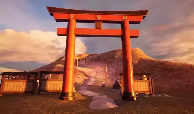 Japanese Garden Scene Prop Pack  Low-poly 3D model