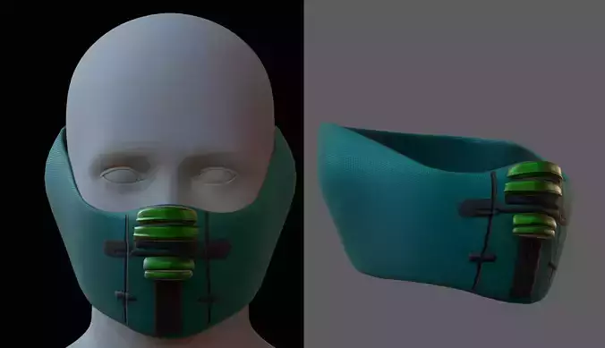 Gas mask helmet 3d model scifi Low-poly 