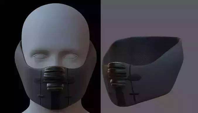 Gas mask helmet 3d model scifi Low-poly 