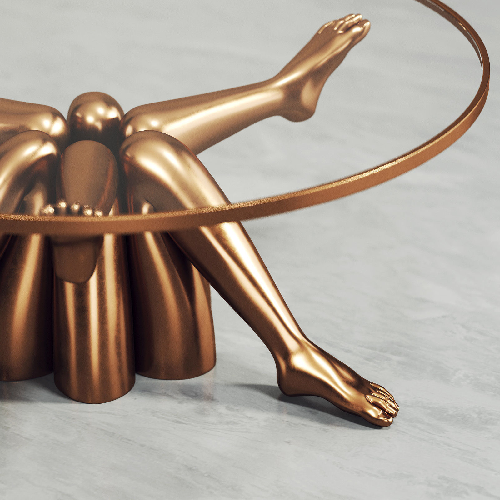 Stylish Golden Coffee Table 102 3D model_3