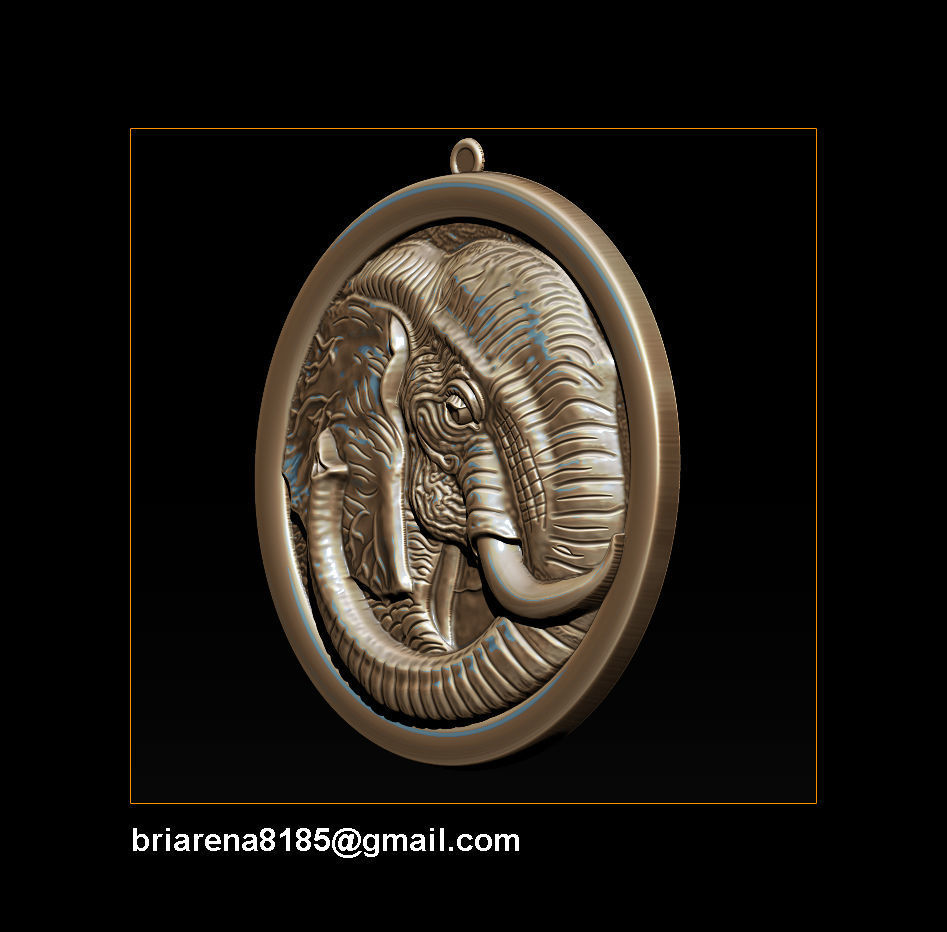 Elephant pendant Jewelry 3D print model_13