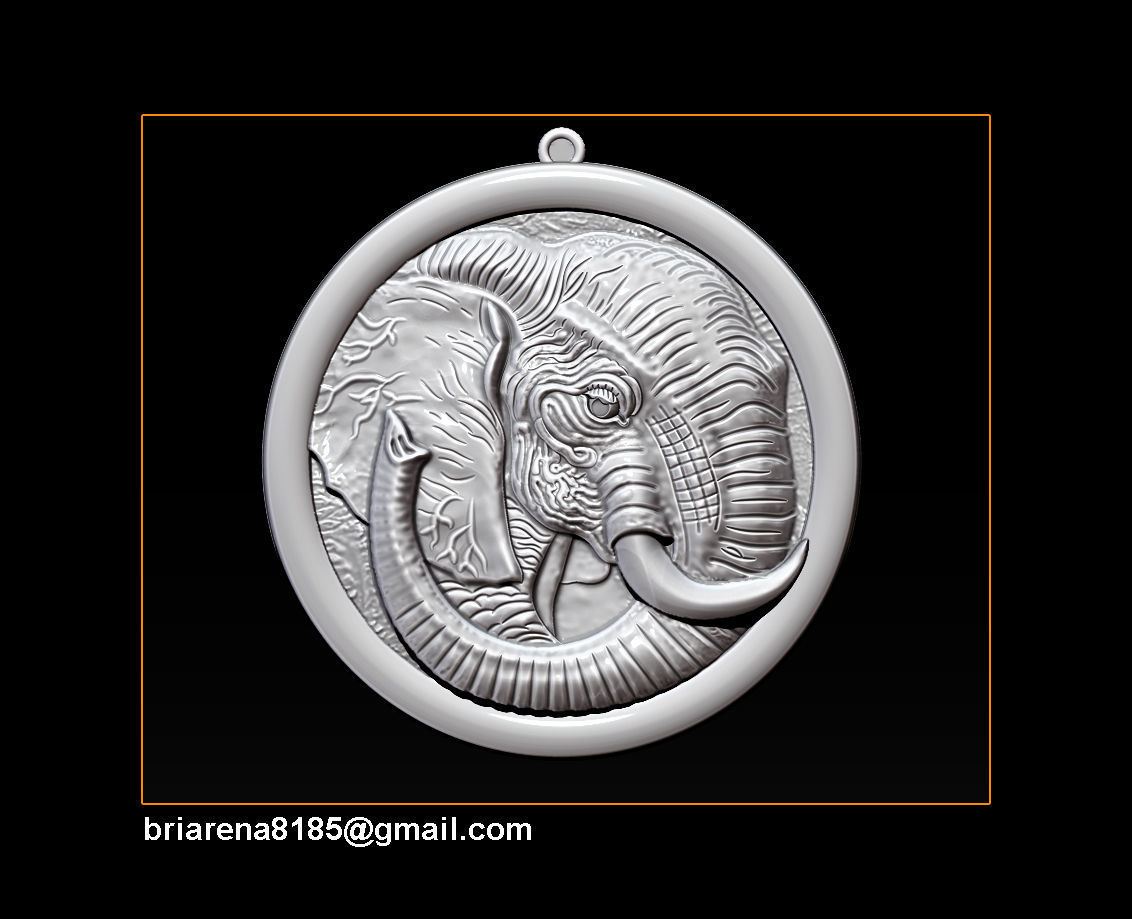 Elephant pendant Jewelry 3D print model_4