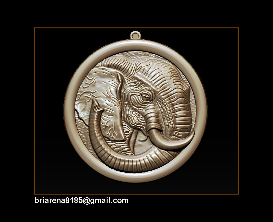 Elephant pendant Jewelry 3D print model_2