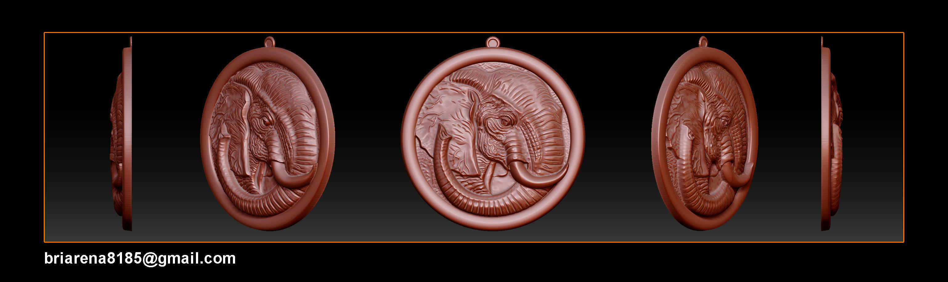 Elephant pendant Jewelry 3D print model_3