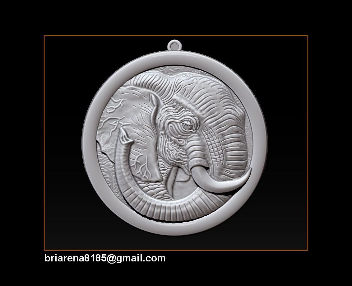 Elephant pendant Jewelry 3D print model_7