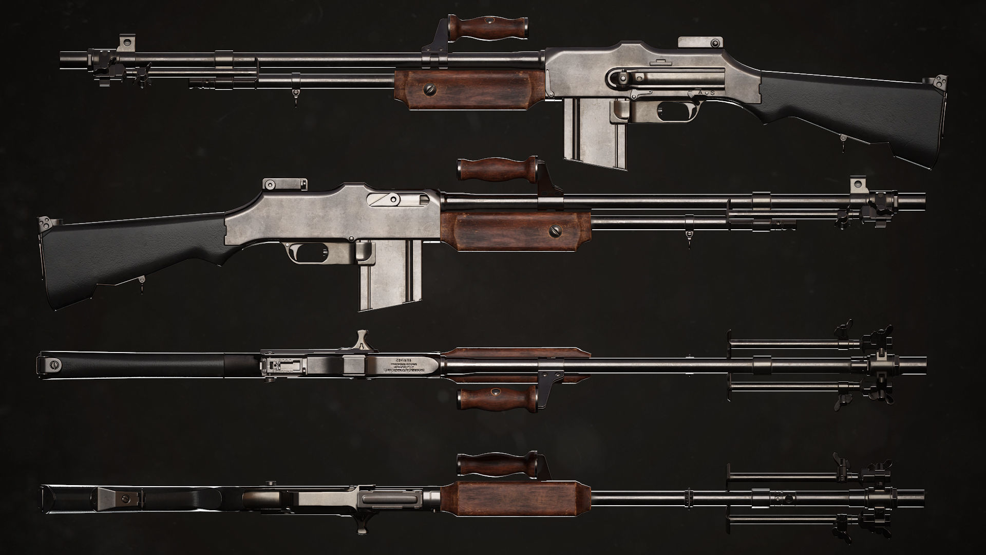 M1918 BAR gun Low-poly 3D model_2