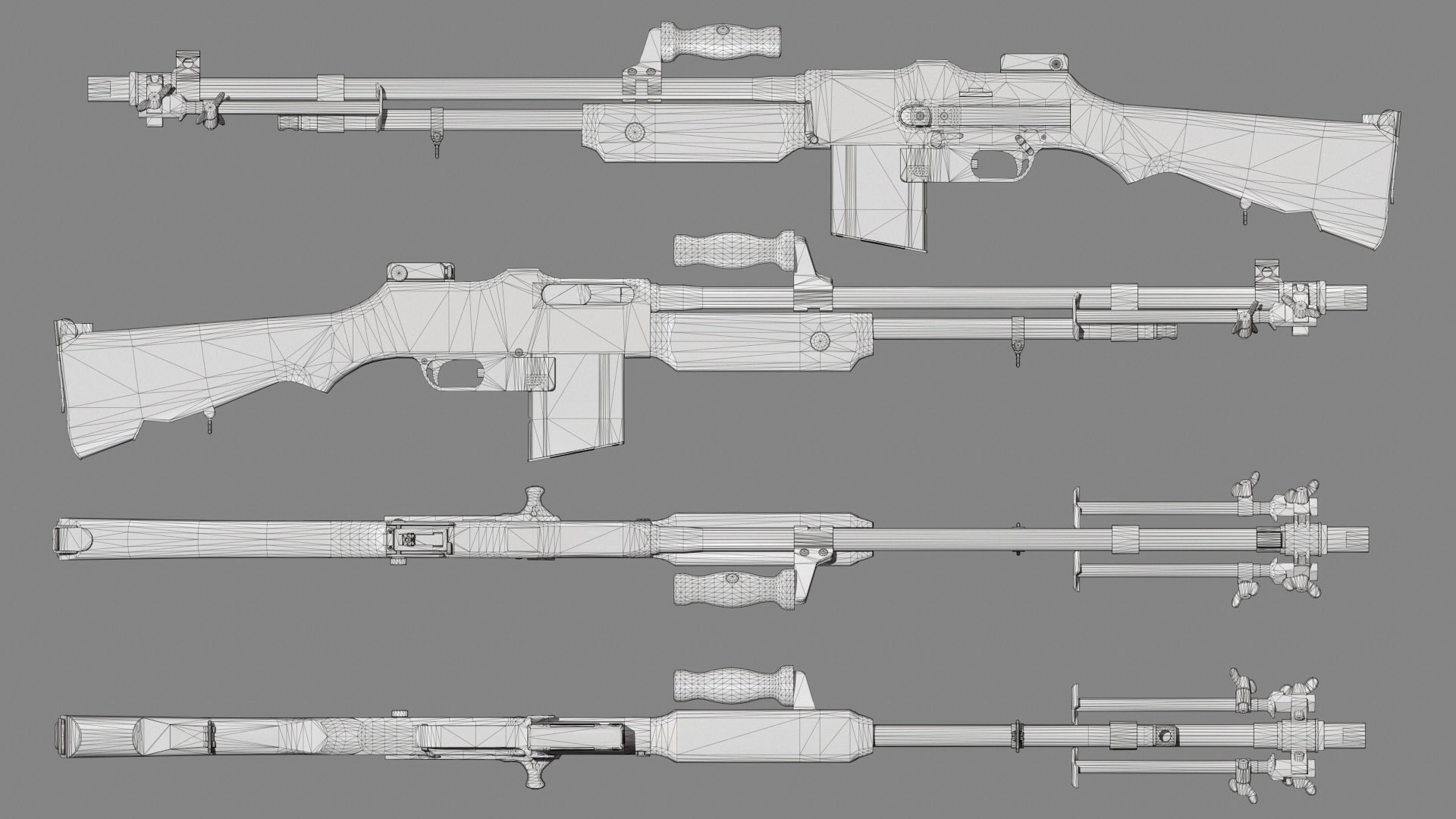 M1918 BAR gun Low-poly 3D model_9