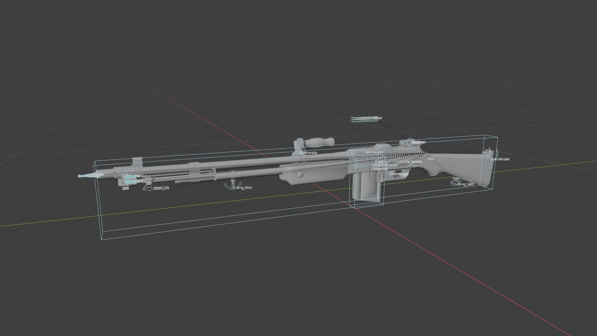 M1918 BAR gun Low-poly 3D model_10