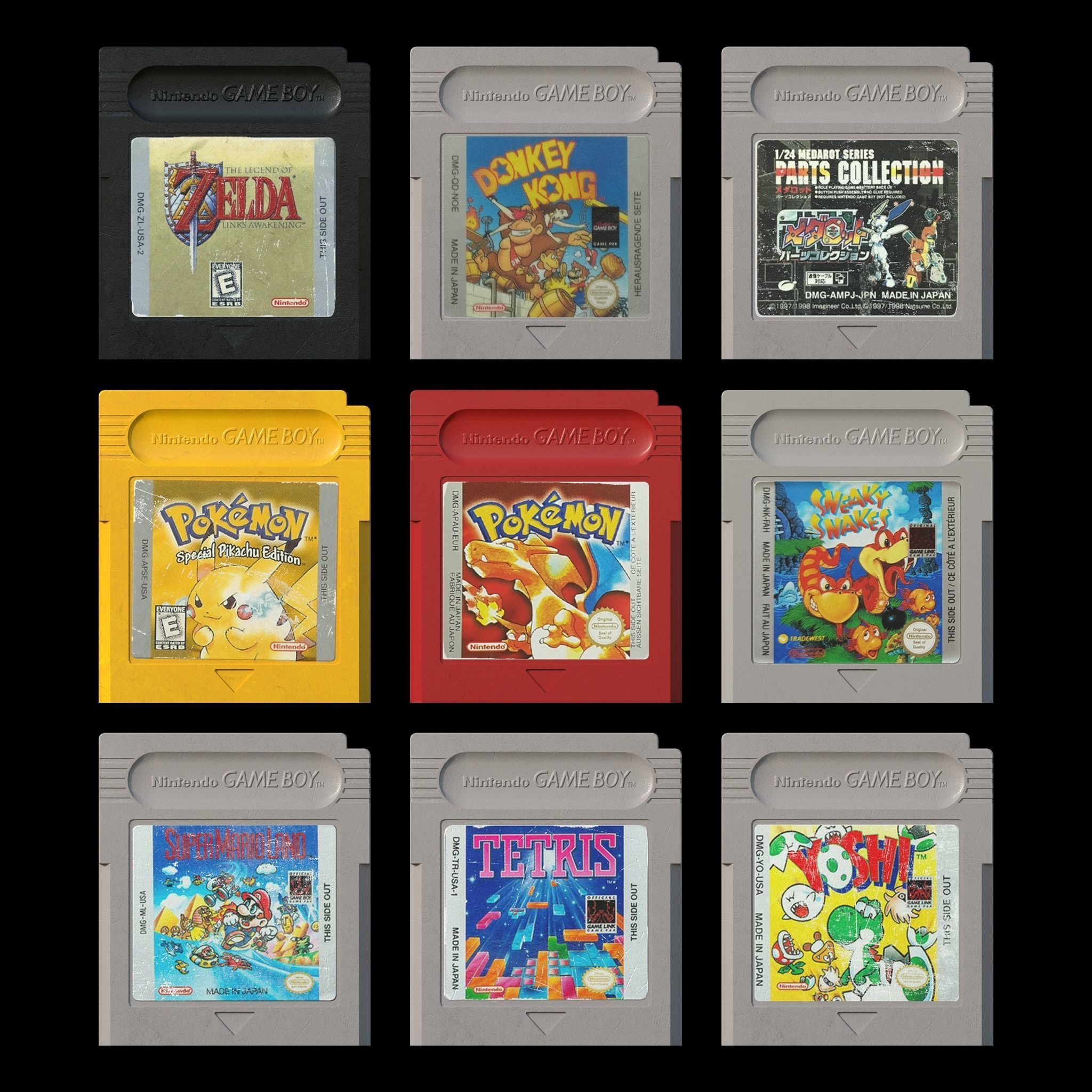 Nintendo Gameboy Cartridges Low-poly 3D model_1
