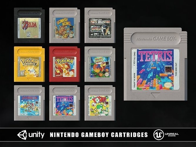 Nintendo Gameboy Cartridges Low-poly 3D model