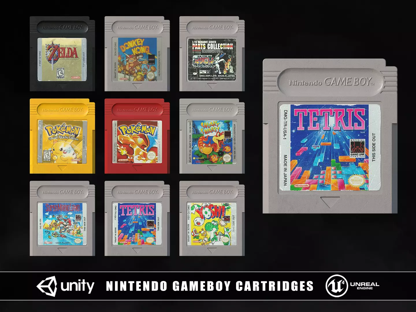 Nintendo Gameboy Cartridges Low-poly 3D model_0