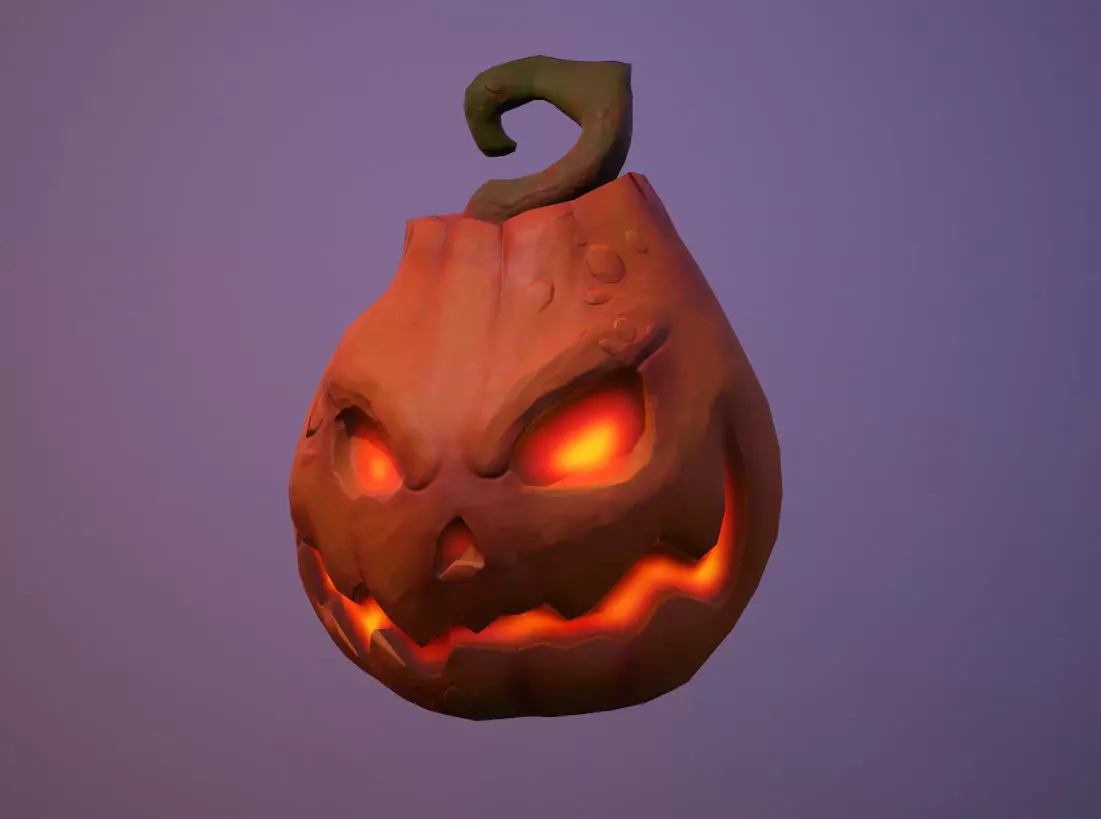 Halloween pumpkin Low-poly 3D model_0