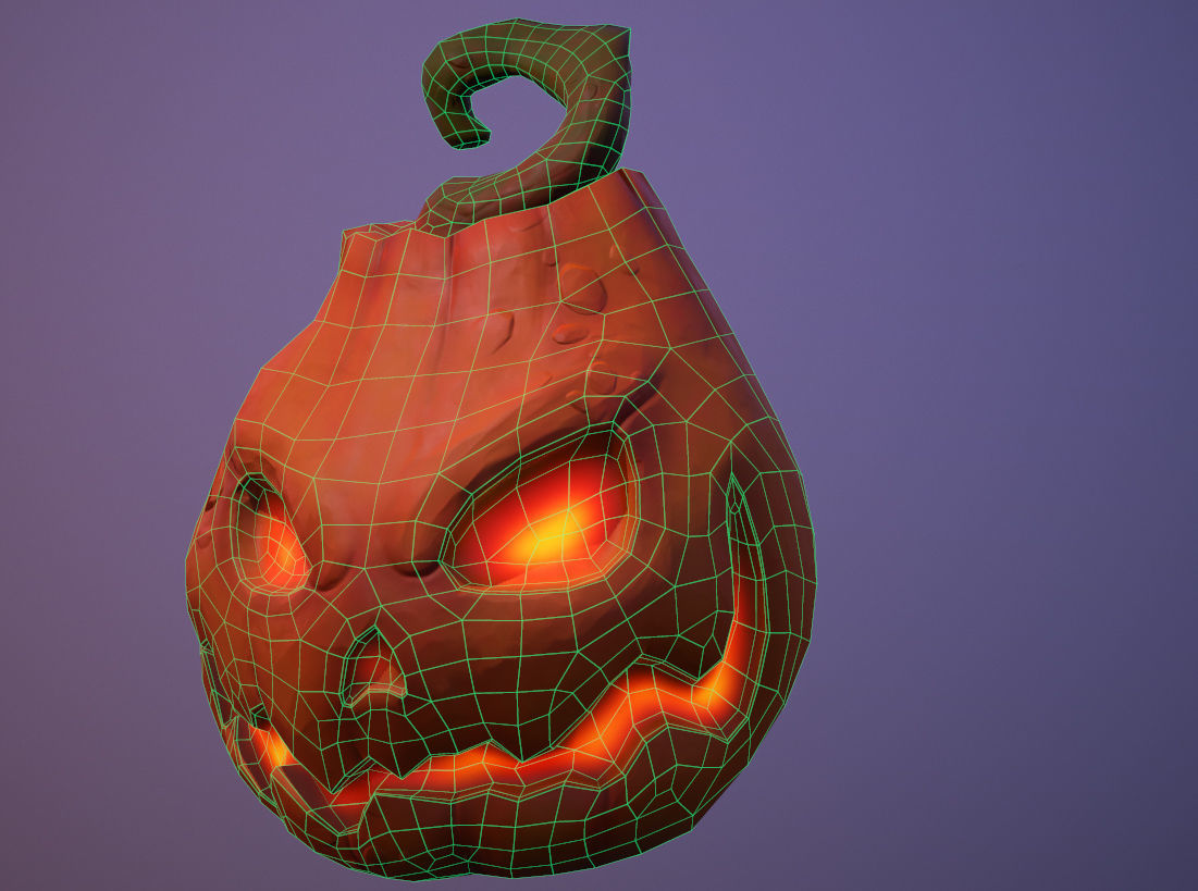 Halloween pumpkin Low-poly 3D model_4