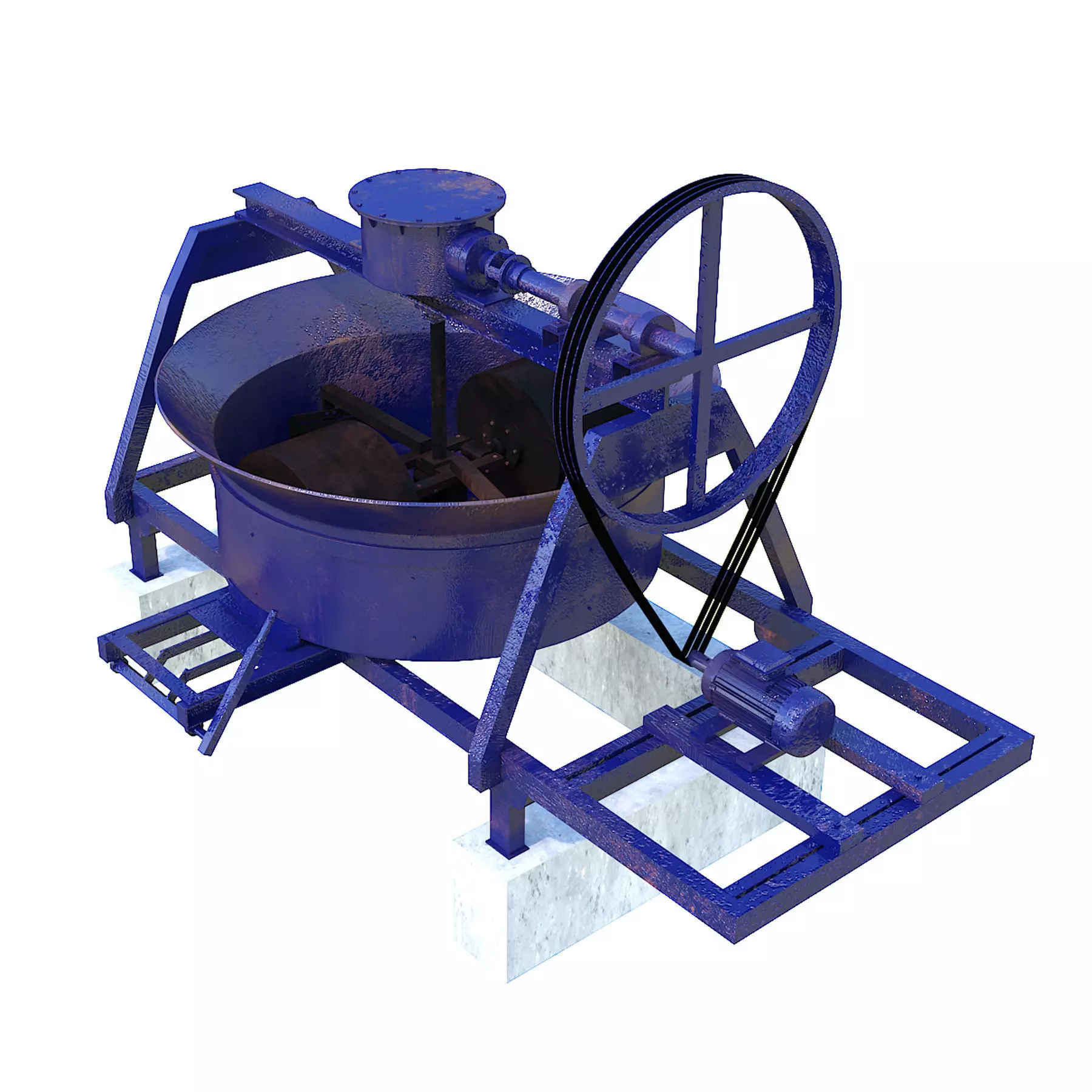 CONCRETE PAN MIXER WITH BLADES AND ROLLER 3D model