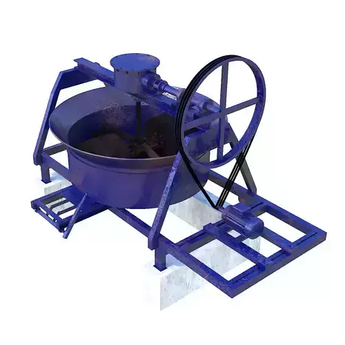 CONCRETE PAN MIXER WITH BLADES AND ROLLER