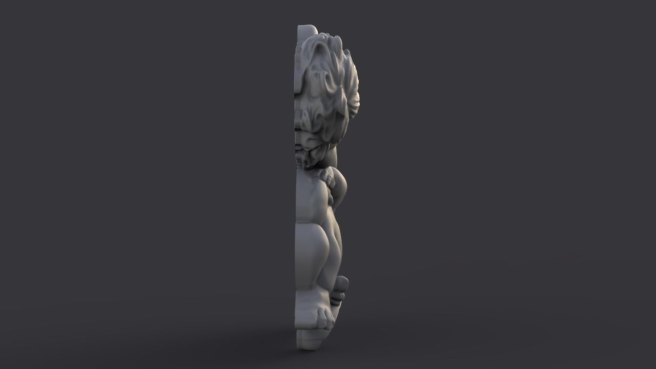 Sleeping baby angel bas relief 3D print model_2