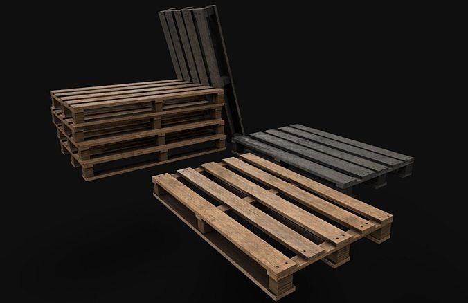 Wooden Pallets Low-poly 3D model