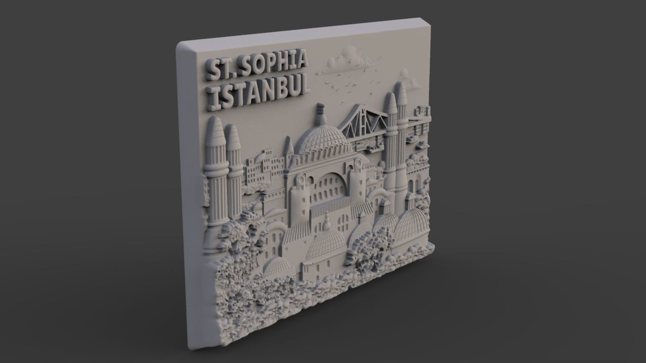 Hagia Sophia souvenir bas relief 3D print model_3