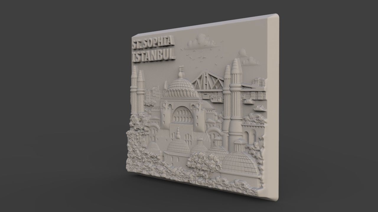 Hagia Sophia souvenir bas relief 3D print model_2