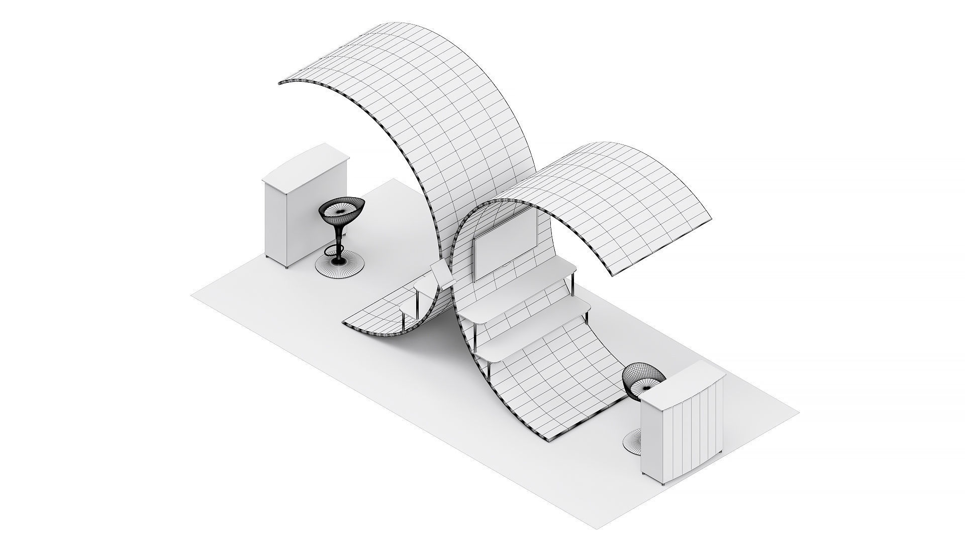 Exhibition booth 10x20ft 3DM006 3D model_7
