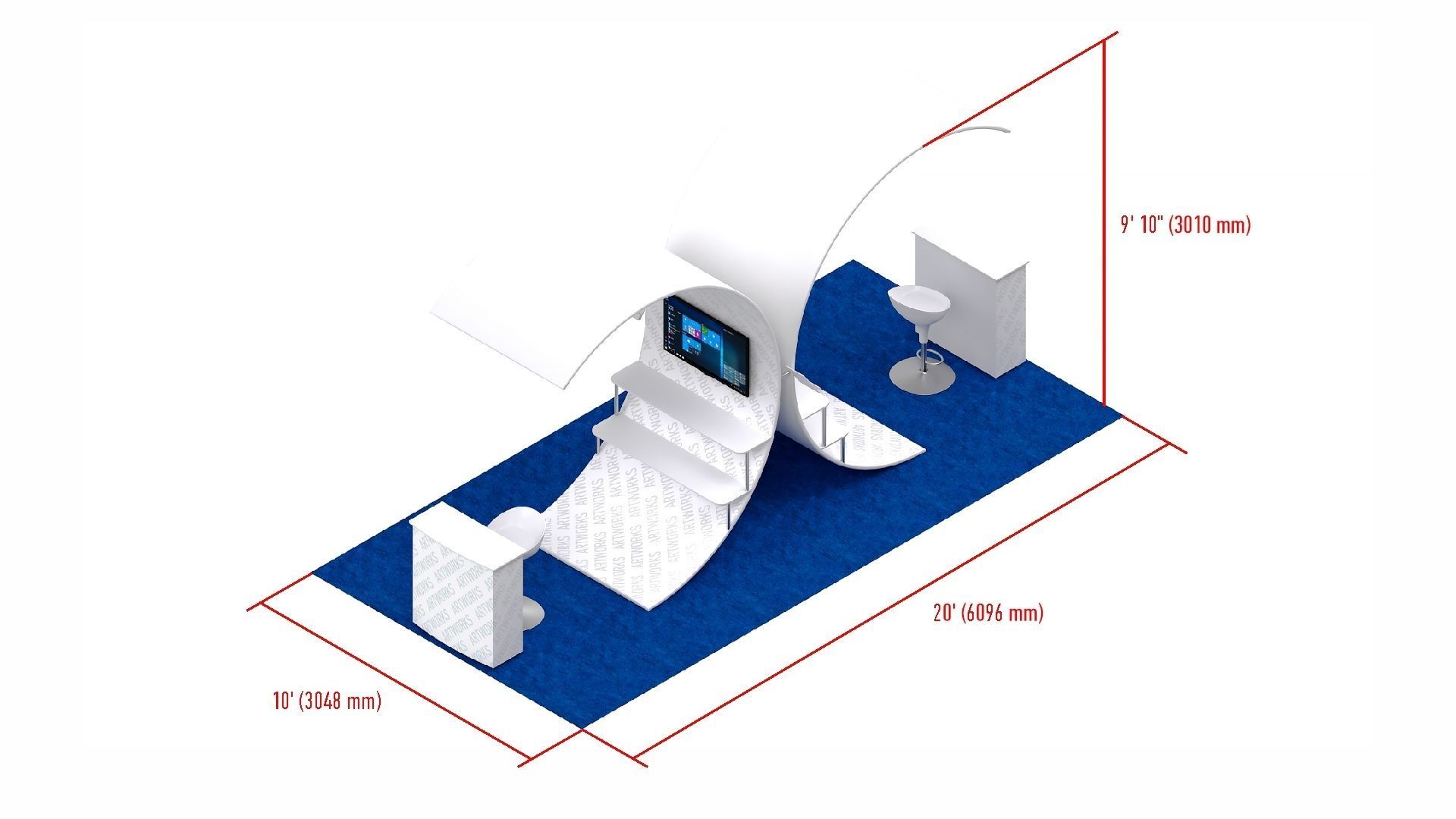 Exhibition booth 10x20ft 3DM006 3D model_9