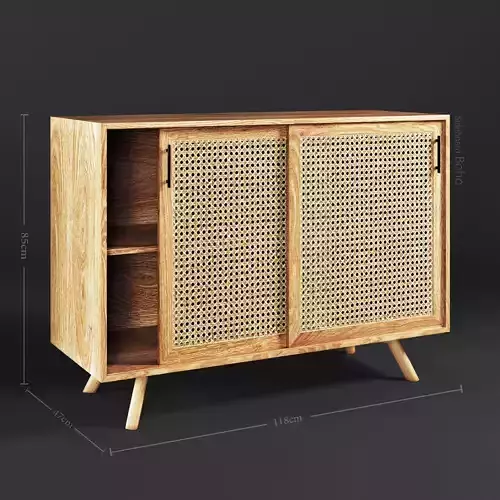 Sideboard-Boho-02 sideboard made of wood and rattan