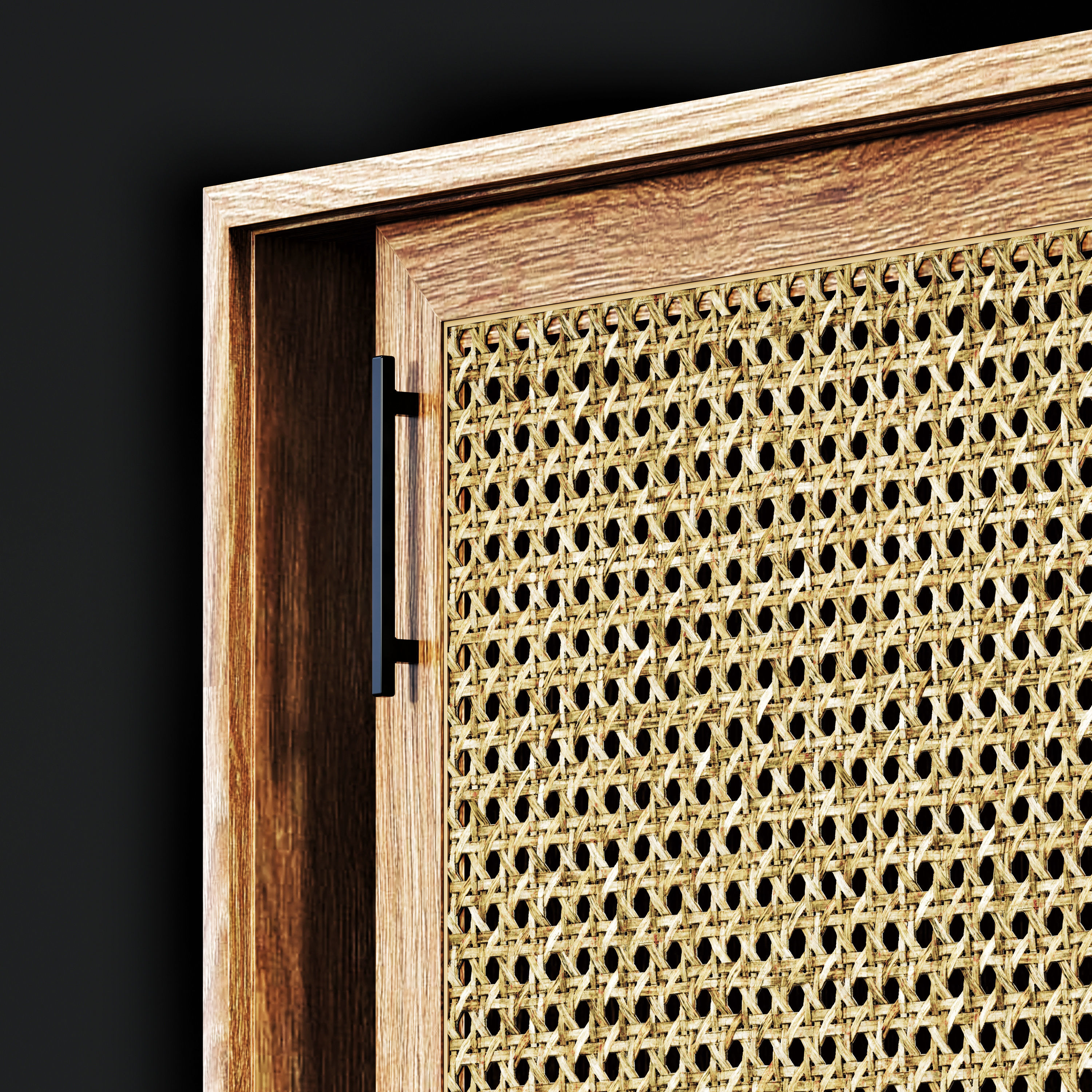 Sideboard-Boho-02 sideboard made of wood and rattan 3D model_3