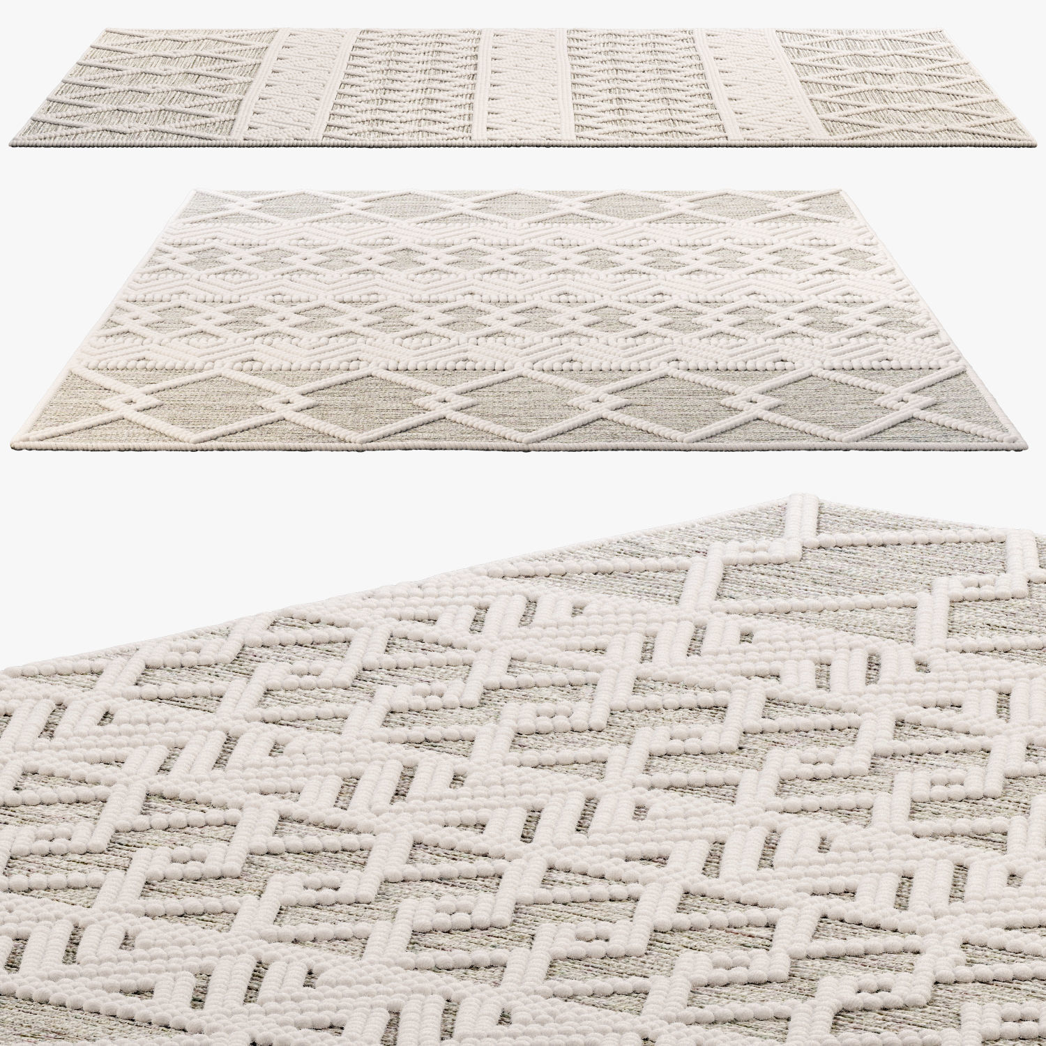 The Curated Nomad Bradrick Trellis Wool Area Rug 3D model_1