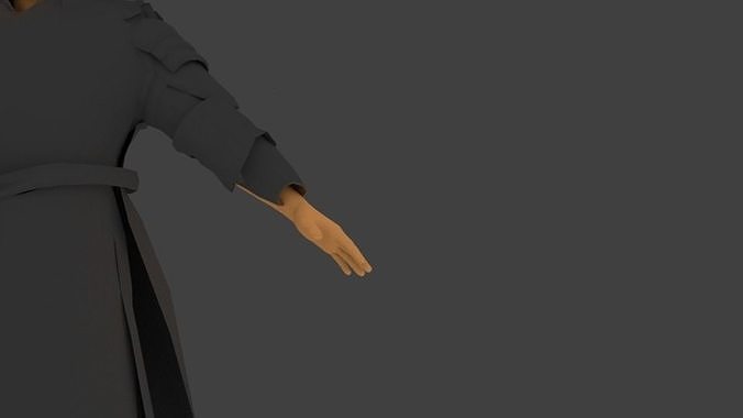 Wizardcharacter man in robe Low-poly 3D model