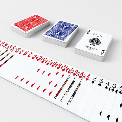 Playing Cards BICYCLE - Poker Card Set 1 - single textures  Low-poly 3D model