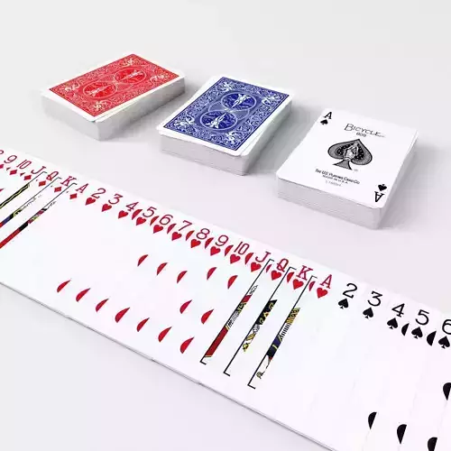 Playing Cards BICYCLE - Poker Card Set 1 - single textures  Low-poly 3D model