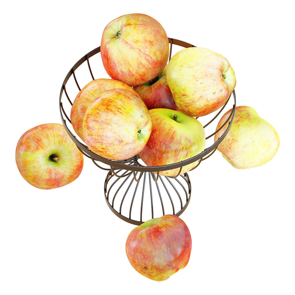 Apples In A Round Metal Vase 3D model_5